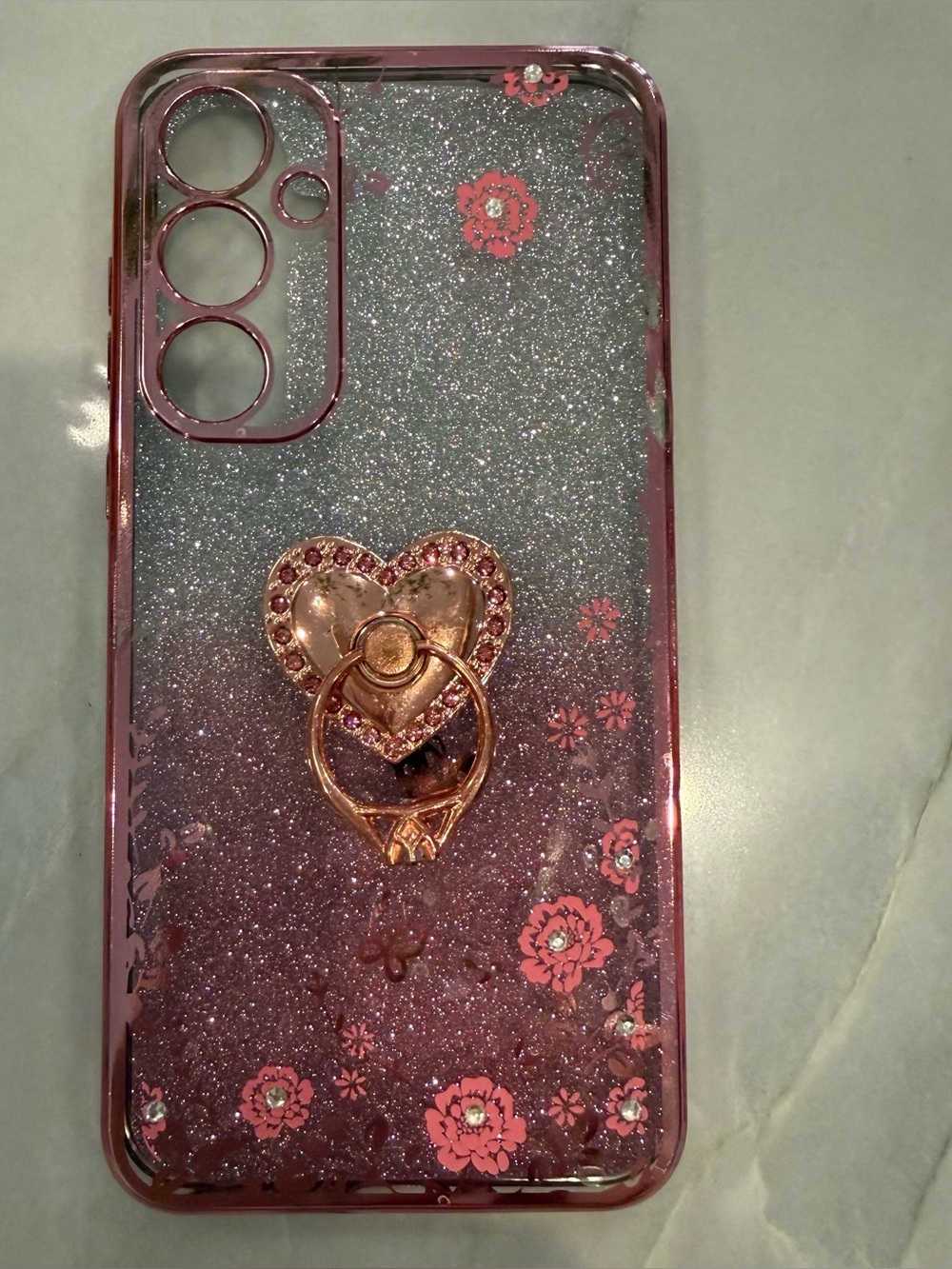 ✨5 for $20✨🧡Samsung - Rose Gold Glitter Phone Case with Ring Holder - Galaxy S2